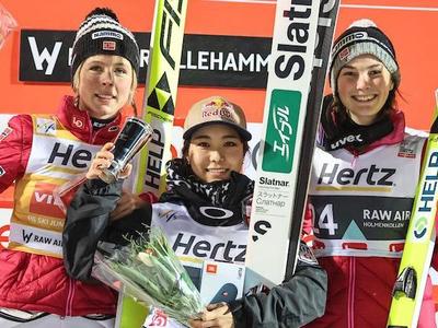 W杯女子リレハンメル 高梨Vで100度目の表彰台！