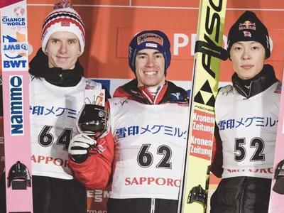 W杯男子札幌 第２戦 クラフトＶ、小林陵侑３位