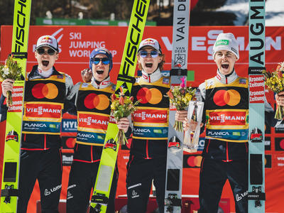Team Österreich gewinnt Team-Skifliegen in Planica
