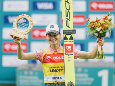 Nika Vodan feiert  Grand-Prix-Sieg in Wisła